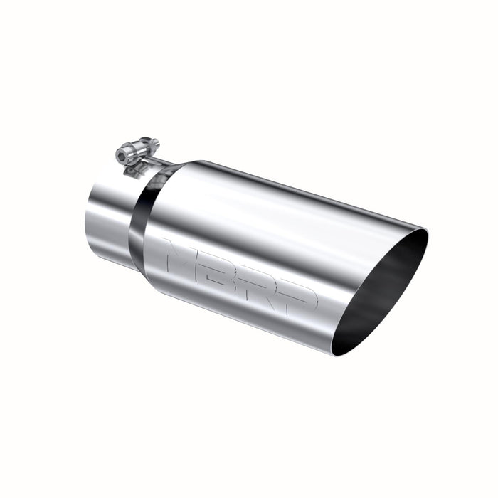 MBRP T5052 Exhaust Tail Pipe Tip 5 Inch O.D. Angled Single Walled 4 Inch Inlet 12 Inch Length T304 Stainless Steel