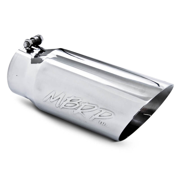 MBRP T5053 Exhaust Tail Pipe Tip 5 Inch O.D. Dual Wall Angled 4 Inch Inlet 12 Inch Length T304 Stainless Steel