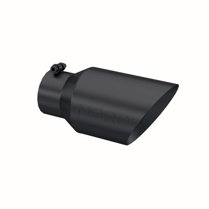 MBRP T5072BLK Black Coated Exhaust Tail Pipe Tip 6 Inch OD Dual Wall Angled 4 Inch Inlet 12 Inch Length