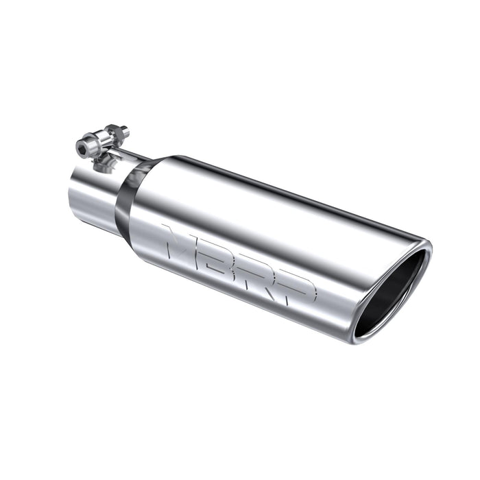 MBRP T5113 Exhaust Tip 3 1/2 Inch O.D. Angled Rolled End 2 1/2 Inch Inlet 12 Inch Length T304 Stainless Steel