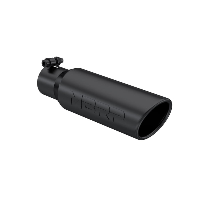 MBRP T5113BLK Exhaust Tip 3 1/2 Inch O.D. Angled Rolled End 2 1/2 Inch Inlet 12 Inch Length-Black Finish