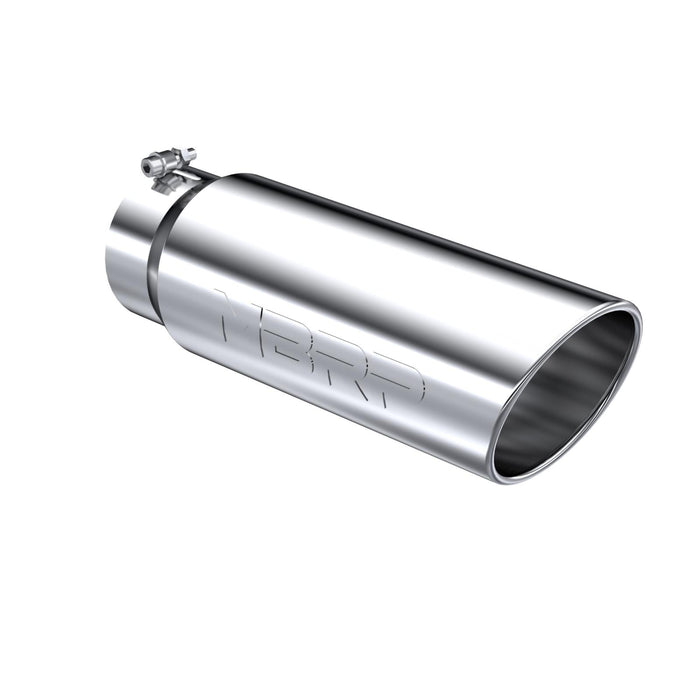 MBRP T5125 Exhaust Tip 6 Inch O.D. Angled Rolled End 5 Inch Inlet 18 Inch Length T304 Stainless Steel