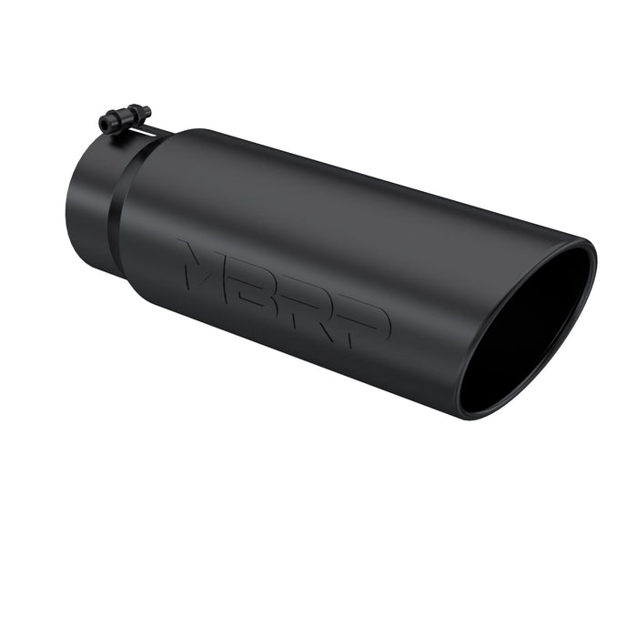 MBRP T5125BLK Exhaust Tip 6 Inch O.D. Angled Rolled End 5 Inch Inlet 18 Inch Length Black Finish