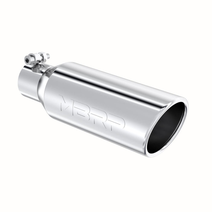 MBRP T5150 4 Inch OD 2.5 Inch Inlet 12 Inch Length Exhaust Tail Pipe TipAngled Cut Rolled End Clampless-No Weld T304 Stainless Steel