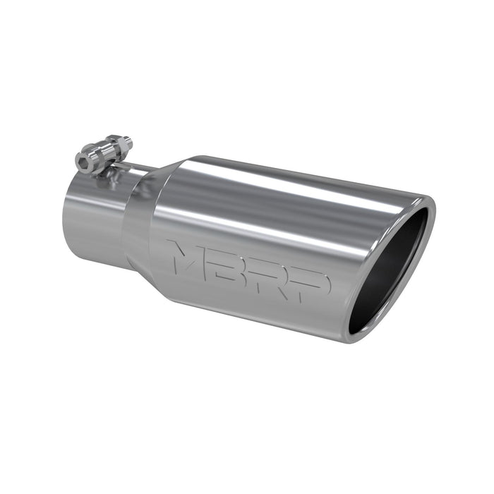 MBRP T5157 Exhaust Tip 4 Inch O.D. Angled Rolled End 2 3/4 Inch Inlet 10 Inch Length T304 Stainless Steel