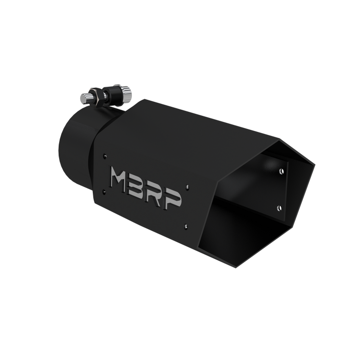 MBRP T5169BLK Universal 4 Inch Hexagon Shaped 3 Inch ID Inlet 10 Inch Assembled Stainless Hardware Armor BLK Exhaust Tip