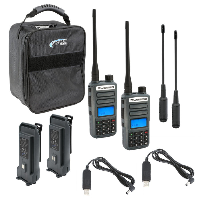 Rugged Radios RUGGED-ADVENTURE-PACK-ORN Adventure Pack - Rugged GMR2 PLUS - GMRS and FRS Two Way Handheld Radios with Accessories - Safety Orange