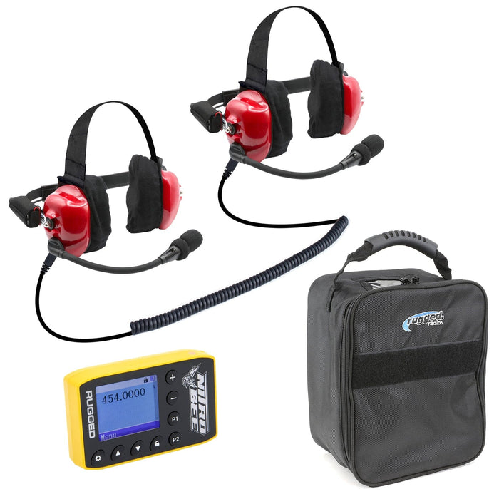 Rugged Radios H80-FAN BUNDLE - H80 Track Talk Linkable Intercom Headset with NITRO BEE XTREME UHF Race Receiver and Carry Bag