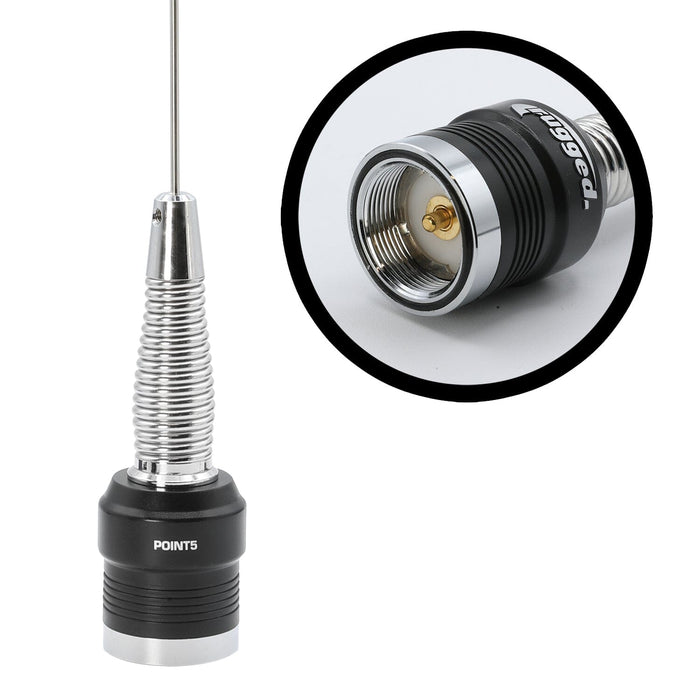 Rugged Radios POINT5 GMRS and UHF No Ground Plane NGP Tuned Whip Antenna