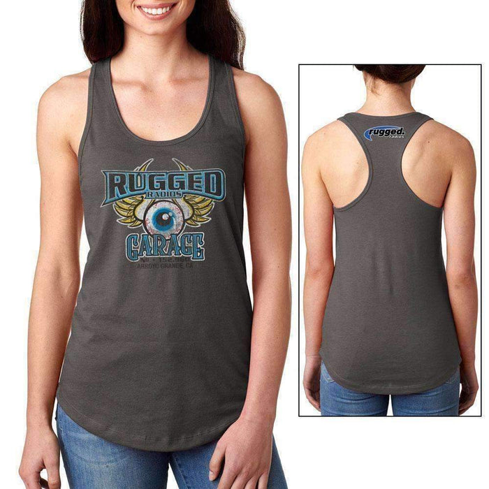 Rugged Radios LSRGT-SM Rugged Radios GARAGE Ladies Racerback Tank Top - Grey - Small