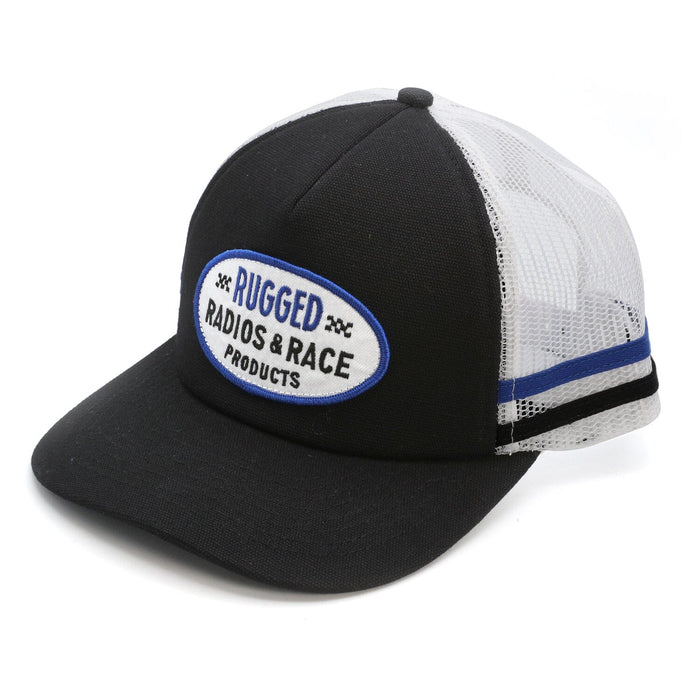 Rugged Radios HAT-RADRACE-TRUCKER Rugged Radios Striped Snapback Hat - Black and White