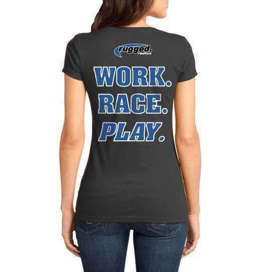Rugged Radios LS3-LG Rugged Radios WORK RACE PLAY Ladies T-Shirt - Grey - Large